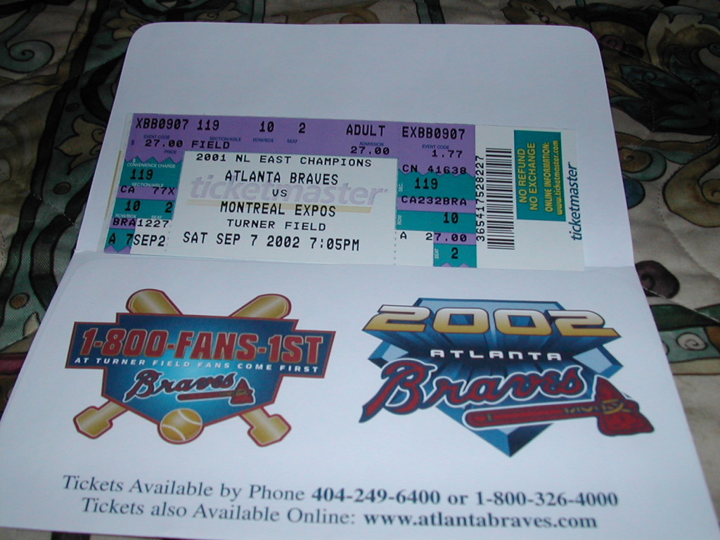 Ticket to my first Braves game